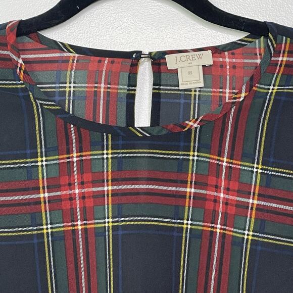 J. Crew Blouse Plaid Short Sleeves Ruffle Dark Academia School Girl Preppy XS - Picture 4 of 10